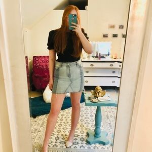 Two-toned jean mini skirt